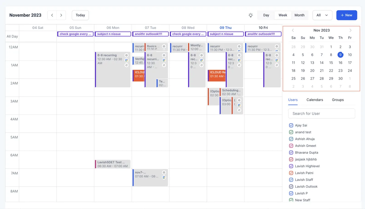 HighLevel in-app calendar with scheduled appointments