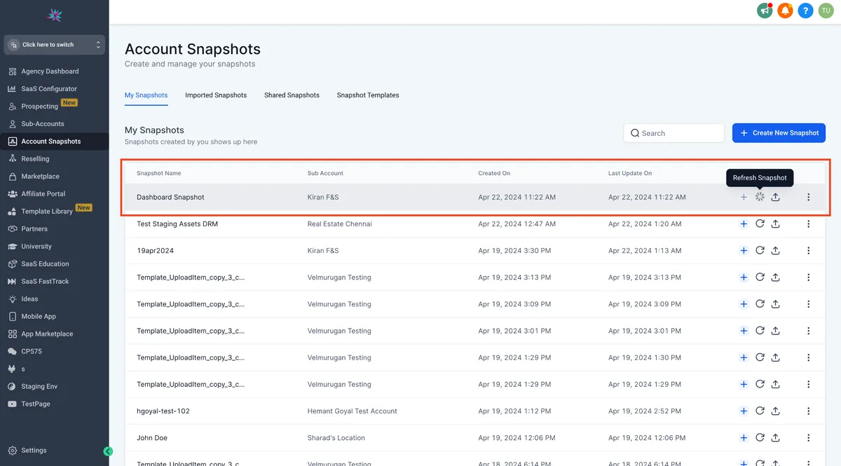 HighLevel CRM Dashboard showing pipeline and contacts